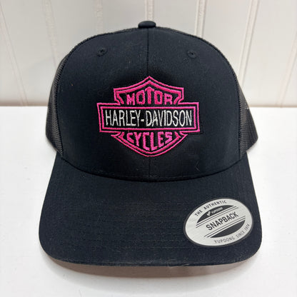 Harley Davidson Hat Embroidered Yupoong Trucker Mesh Snapback Black or White Casual Novelty Gift