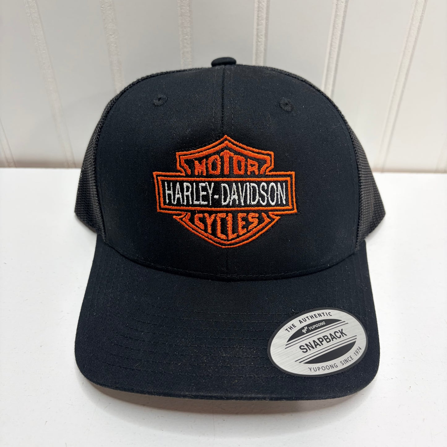 Harley Davidson Hat Embroidered Yupoong Trucker Mesh Snapback Black or White Casual Novelty Gift