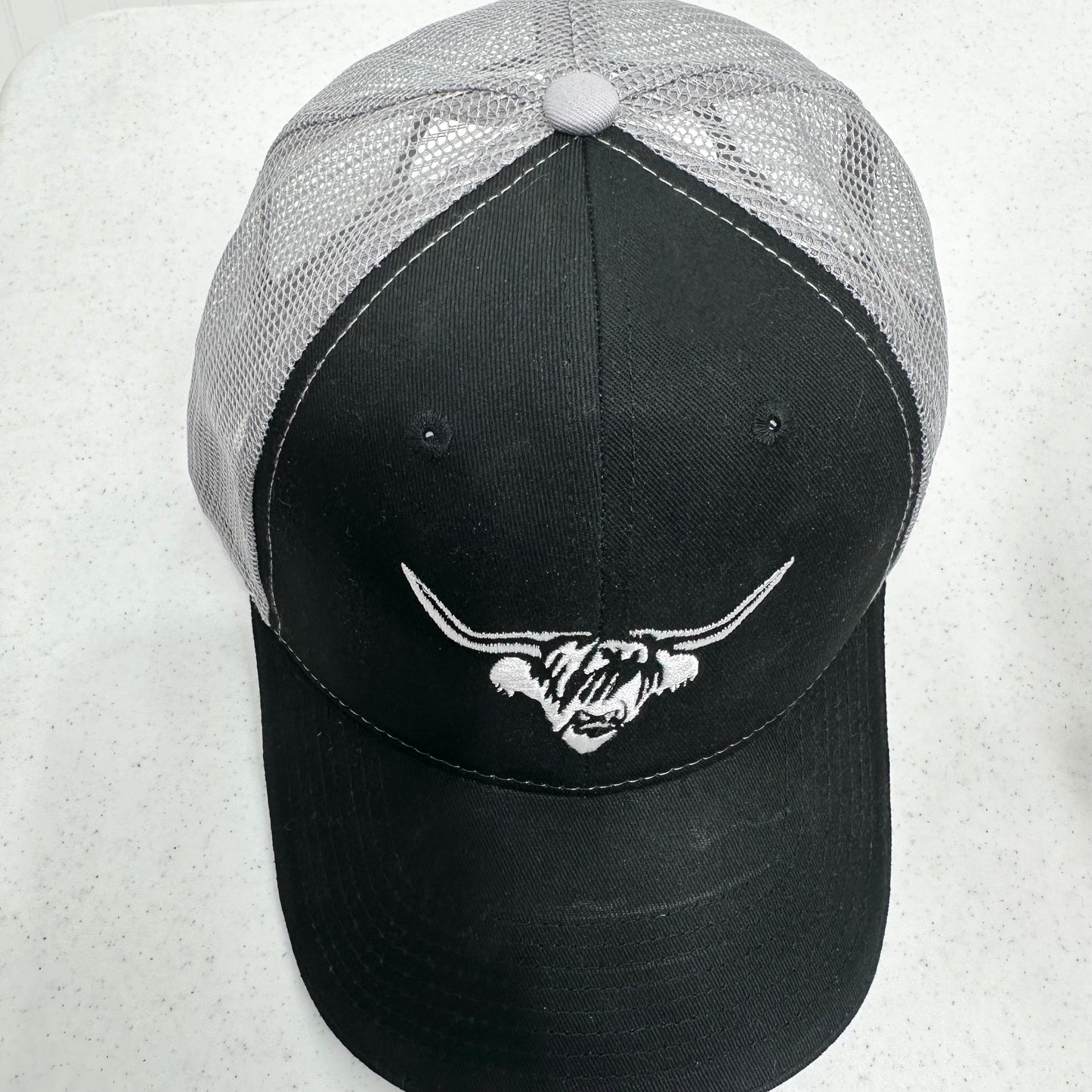 Highland Cow Embroidered Mesh Trucker Hat