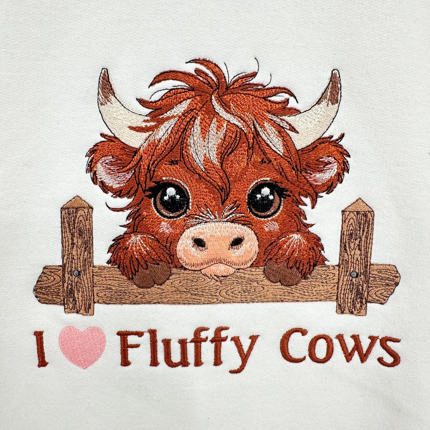 Highland Cow I Love Fluffy Cows Embroidered TODDLER Crewneck Sweatshirt