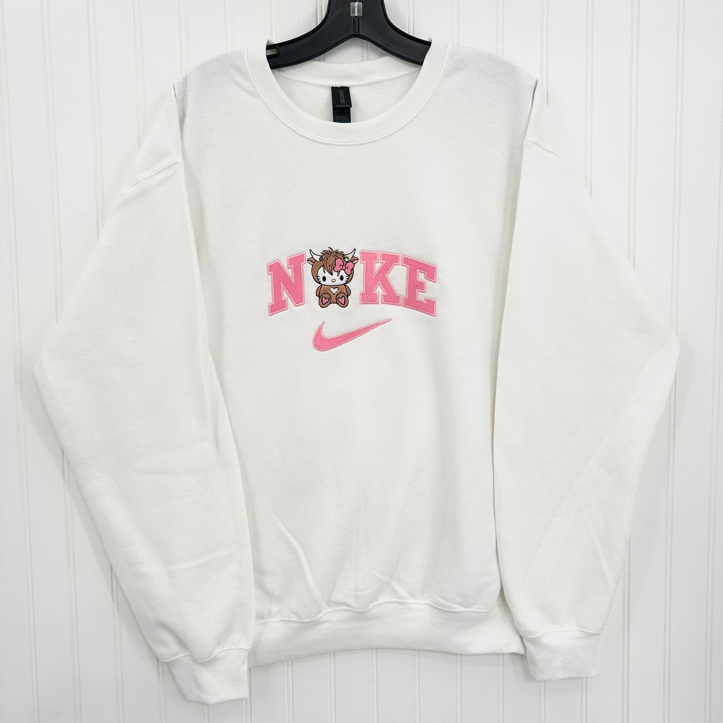 Nike Hello Kitty Highland Cow Embroidered ADULT Hoodie / Crewneck Sweatshirt Unisex