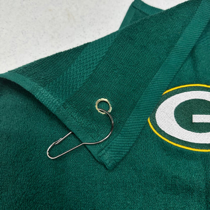 Green Bay Packers Golf Towel Embroidered Hand Towel Green Gold Sports Football