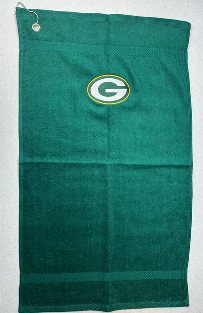 Green Bay Packers Golf Towel Embroidered Hand Towel Green Gold Sports Football