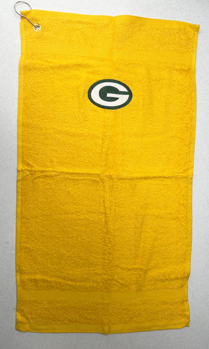 Green Bay Packers Golf Towel Embroidered Hand Towel Green Gold Sports Football