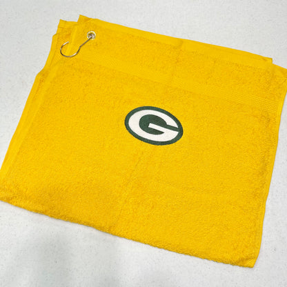 Green Bay Packers Golf Towel Embroidered Hand Towel Green Gold Sports Football
