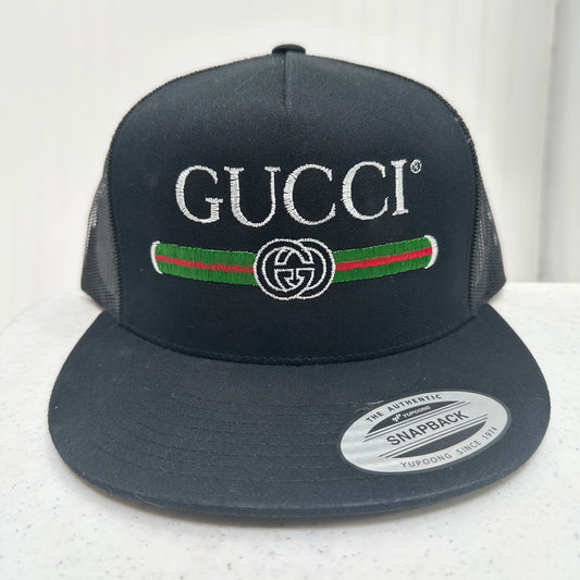 YP Classics GUCCI Style Embroidered Black Trucker Hat Unisex