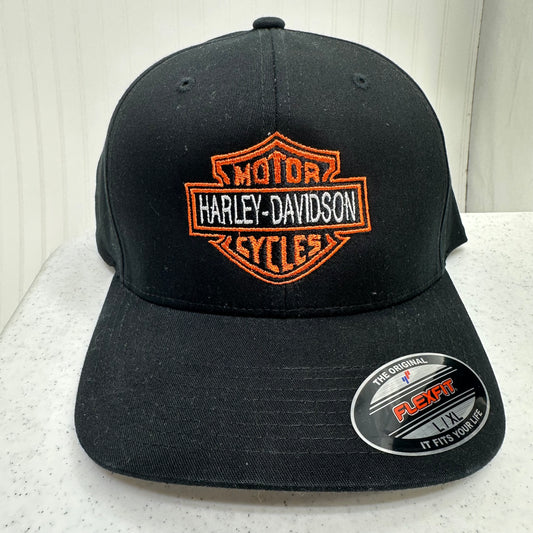 Harley Davidson Flexfit Hat Embroidered Black Biker L/XL Unisex Hat