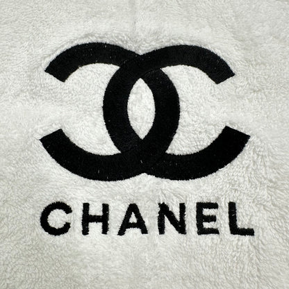 Chanel Style Towels Embroidered Hand Towel Set White Black Gold Bathroom Decor