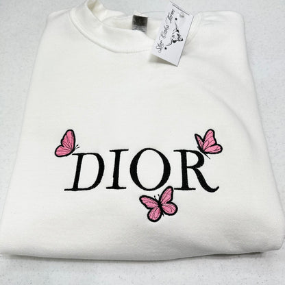 DIOR Butterfly Logo Embroidered ADULT Unisex Crewneck Sweatshirt