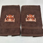 Highland Cow Towels Embroidered Hand Towel Set Beige Brown Cute Bathroom Home Farm Decor