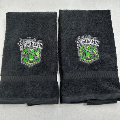 Harry Potter Towels Embroidered Slytherin Hand Towel Set Hogwarts Wizard Witch Decor