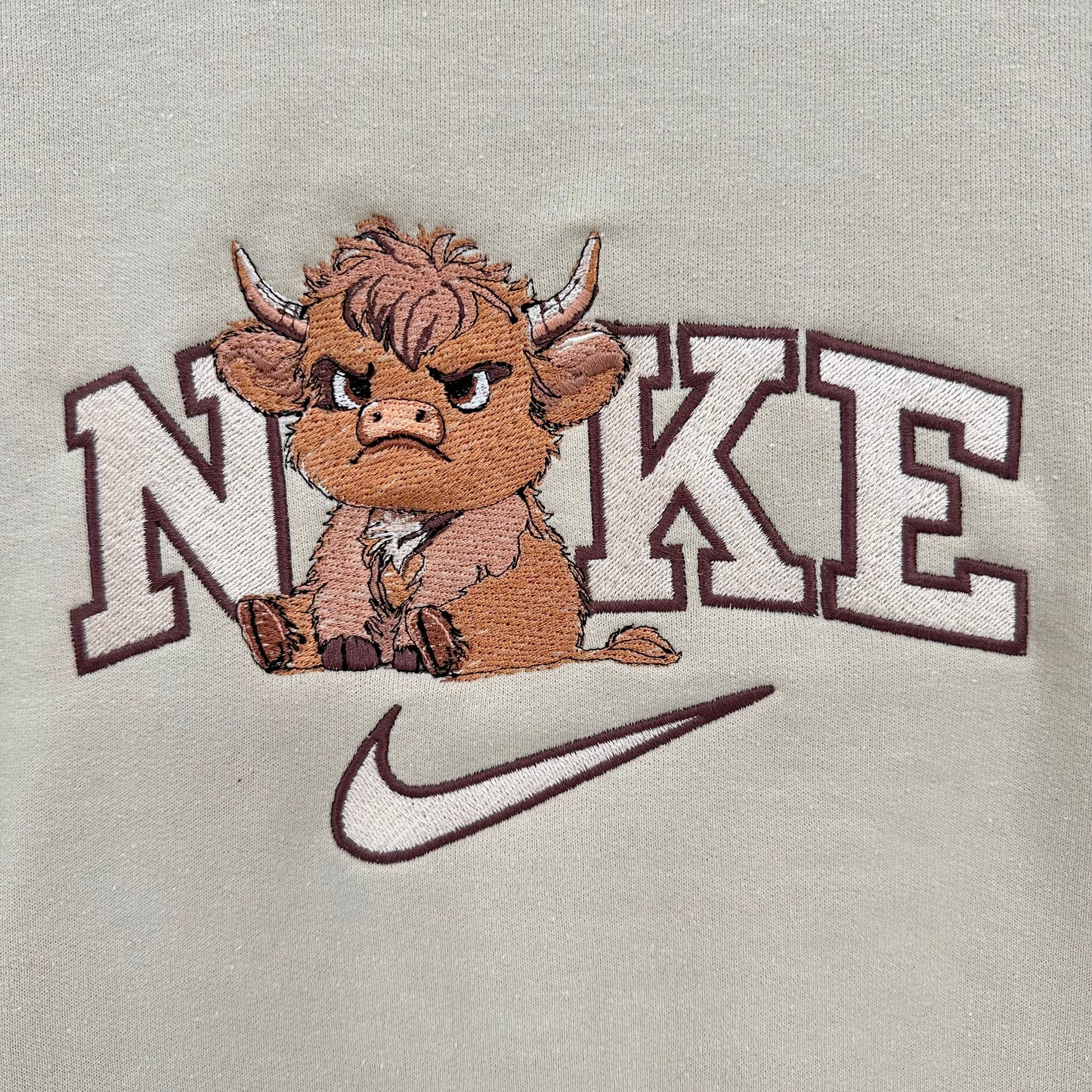 Nike Grumpy Highland Cow HOODIE Embroidered Adult Unisex Hooded Sweatshirt