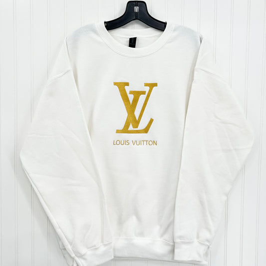 Louis Vuitton Logo Embroidered ADULT Hoodie / Crewneck Sweatshirt Unisex GOLD Font