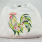 Chicken Sweatshirt Embroidered Floral Rooster Adult Unisex Crewneck Sweatshirt Farm Animal