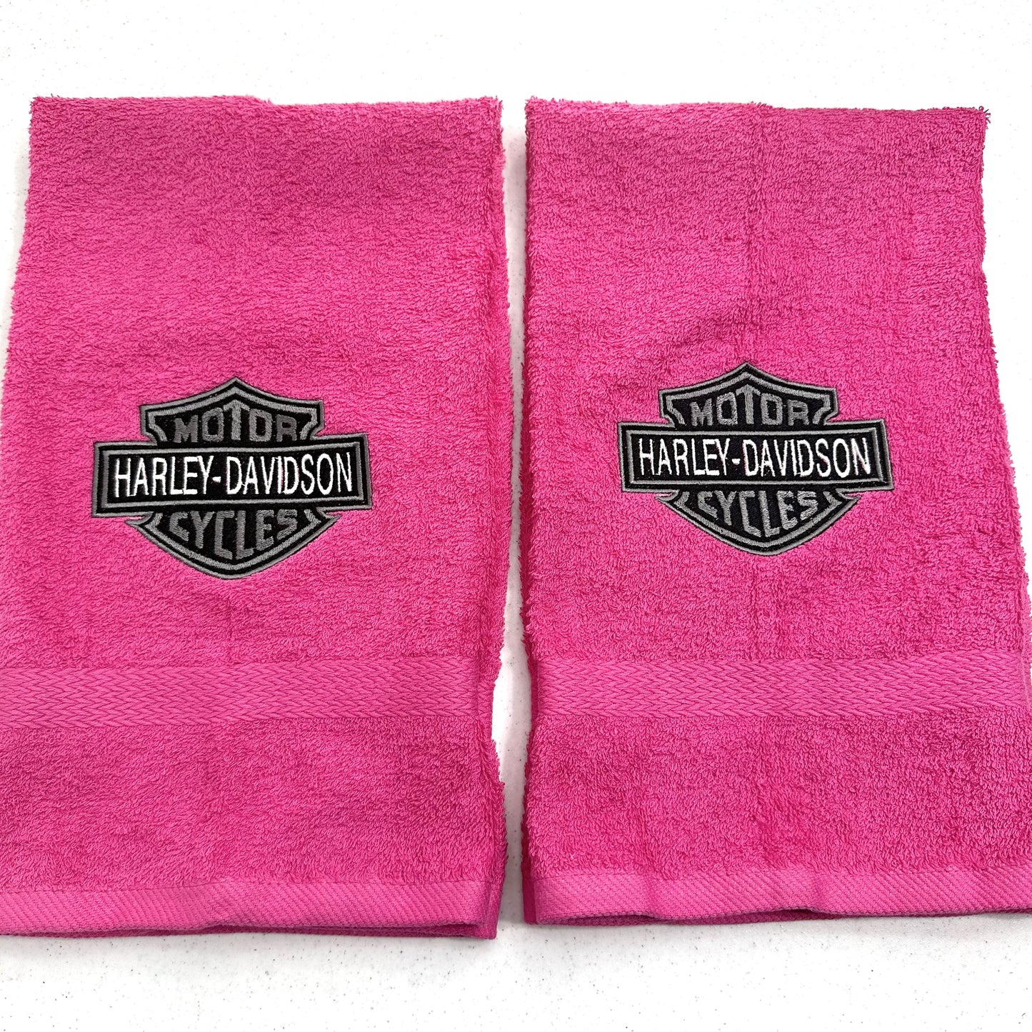 Harley Davidson Towels Embroidered Hand Towel Set Pink Black Bathroom Home Biker Decor