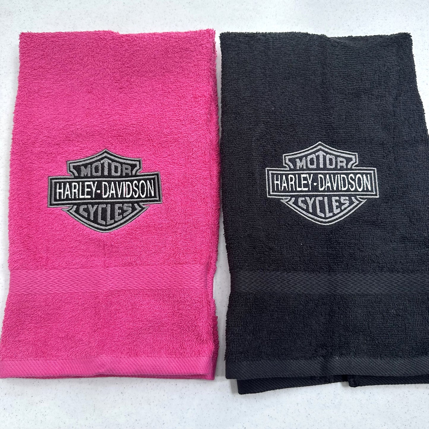 Harley Davidson Towels Embroidered Hand Towel Set Pink Black Bathroom Home Biker Decor