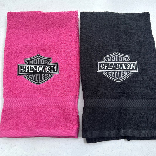 Harley Davidson Towels Embroidered Hand Towel Set Pink Black Bathroom Home Biker Decor