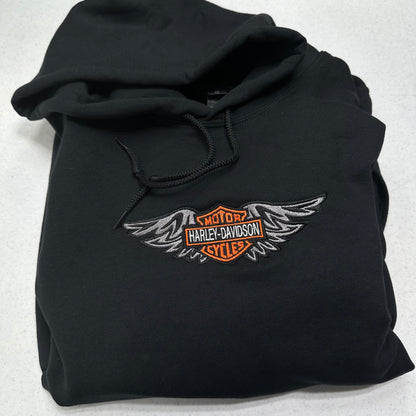 Harley Davidson Sweatshirt Embroidered ADULT Hoodie / Crewneck Unisex Biker Wings