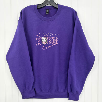 Nike Hello Kitty Hearts Sweatshirt Embroidered YOUTH Hoodie / Crewneck Kids Boy Girl Unisex Cat Anime Cozy Gift