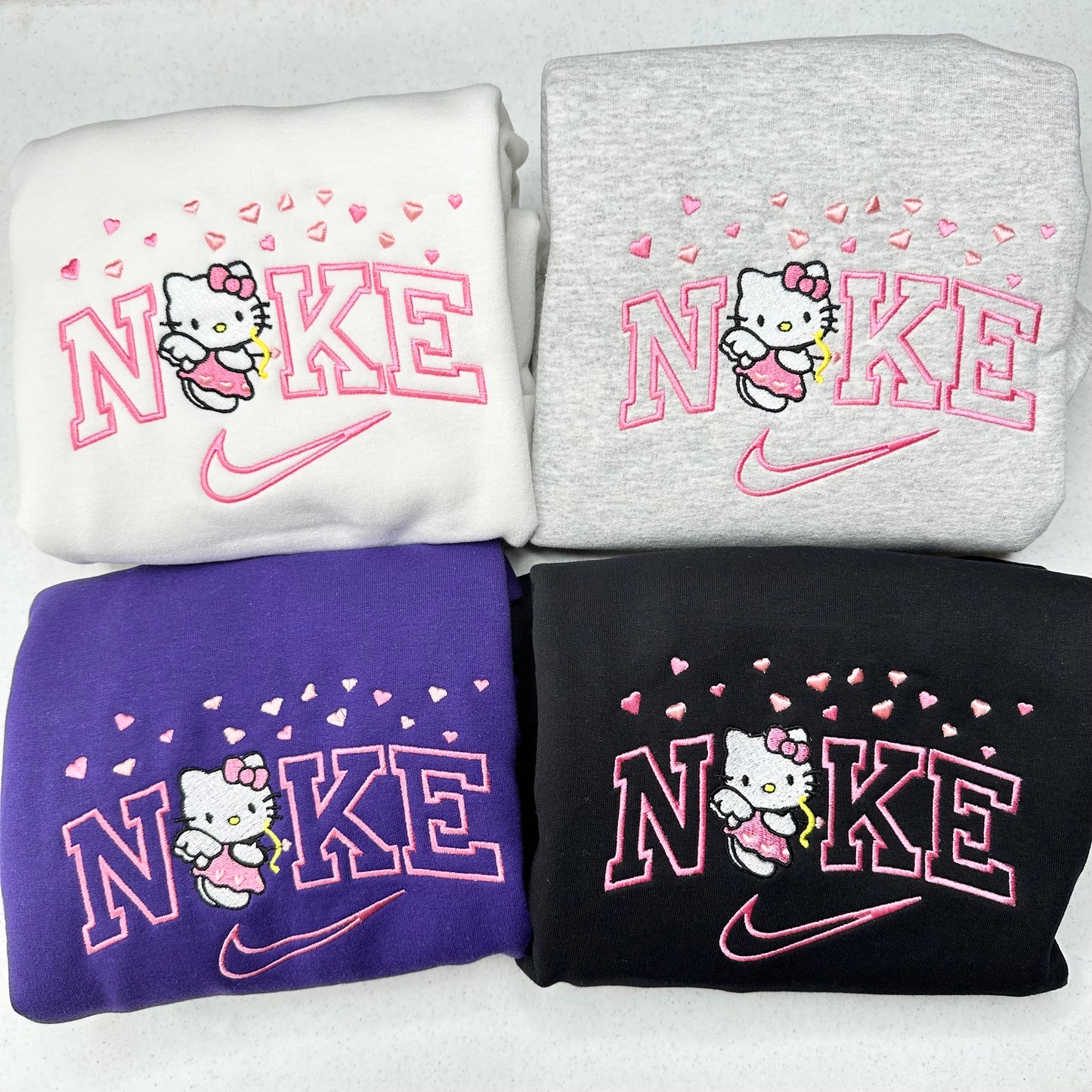Nike Hello Kitty Hearts Embroidered YOUTH Hoodie / Crewneck Sweatshirt Kids Boy Girl Unisex