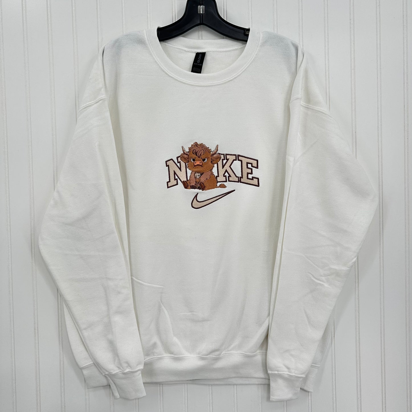 Nike Grumpy Highland Cow Embroidered Adult Unisex Crewneck Sweatshirt