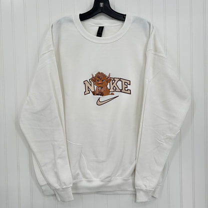 Nike Grumpy Highland Cow Embroidered Adult Unisex Crewneck Sweatshirt