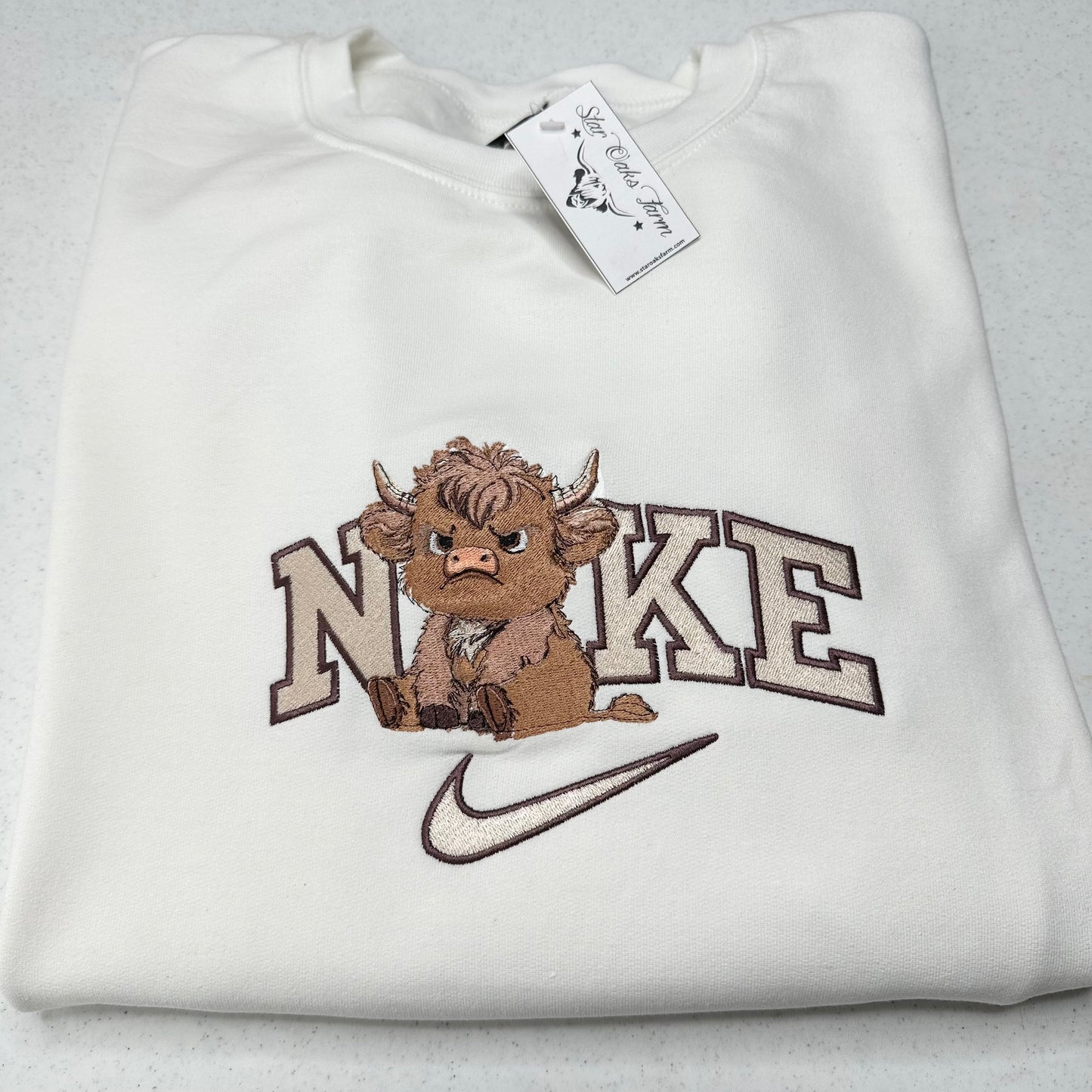 Nike Grumpy Highland Cow Embroidered Adult Unisex Crewneck Sweatshirt