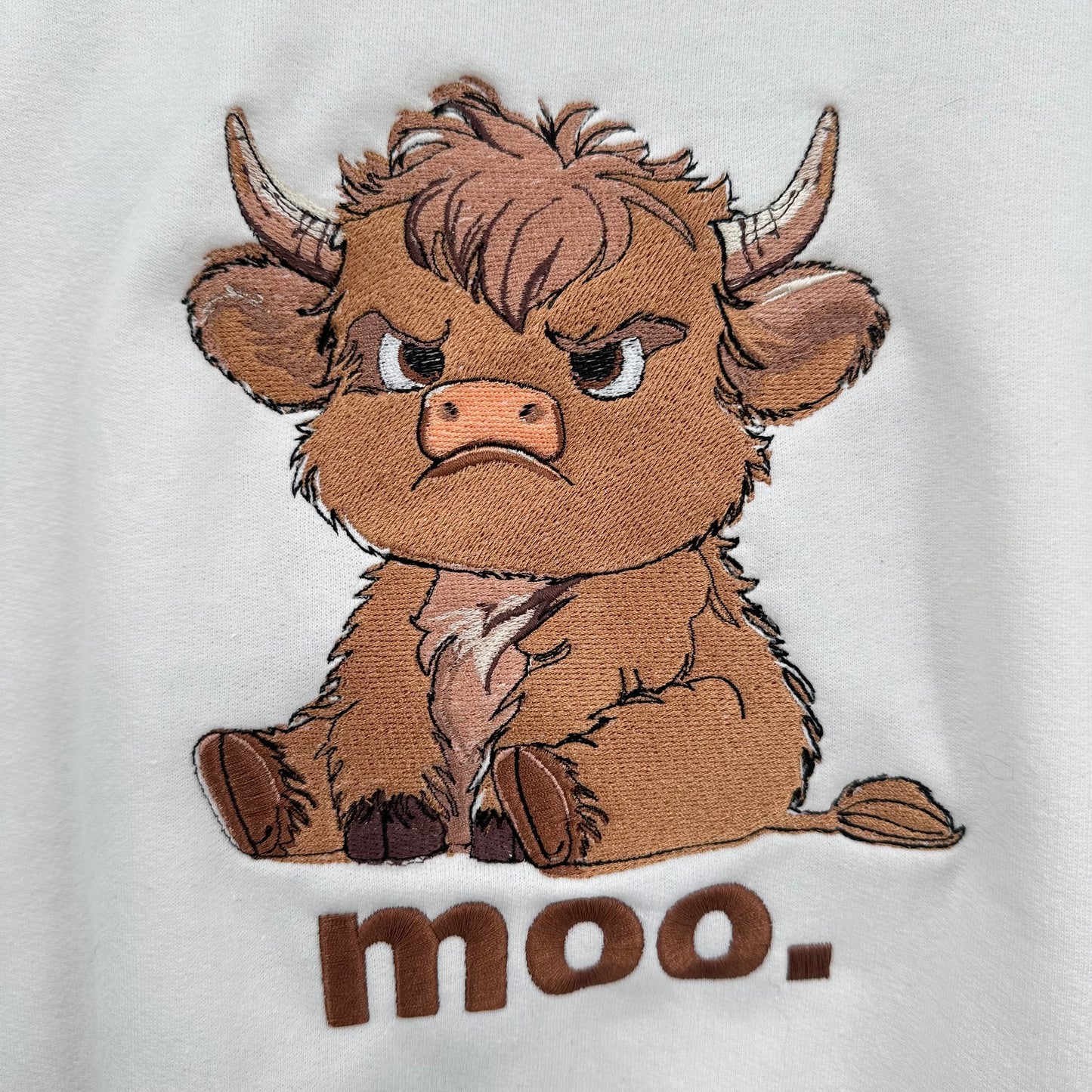 Highland Cow Embroidered TODDLER Crewneck Sweatshirt Grumpy Moo
