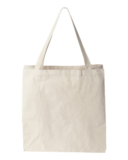 A plain canvas tote bag in a natural off-white color, featuring two long shoulder straps and a simple rectangular body, shown against a solid white background.
