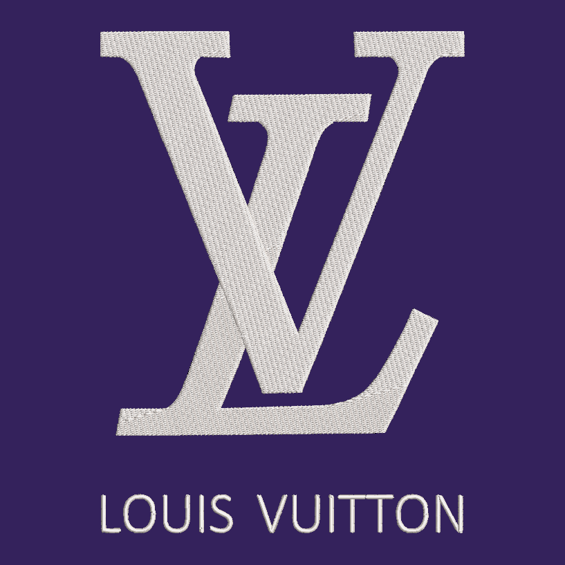Louis Vuitton logo on a dark purple background