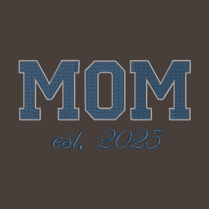 MOM Embroidered Adult Unisex Crewneck Sweatshirt New Mom 2026 Custom Navy Blue Thread