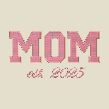 MOM Embroidered Adult Unisex Crewneck Sweatshirt New Mom 2026 Custom Pink Thread
