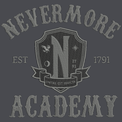 Wednesday Nevermore Academy Embroidered ADULT Hoodie / Crewneck Sweatshirt Unisex Addams Family Goth Witch Magic GRAY THREAD