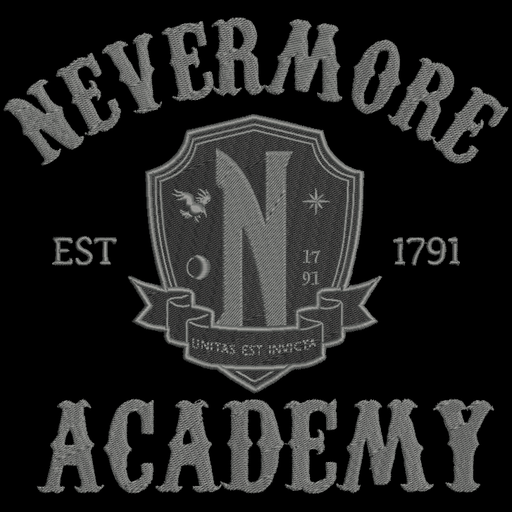 Wednesday Nevermore Academy Embroidered ADULT Hoodie / Crewneck Sweatshirt Unisex Addams Family Goth Witch Magic GRAY THREAD