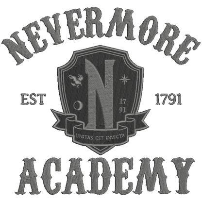 Wednesday Nevermore Academy Embroidered ADULT Hoodie / Crewneck Sweatshirt Unisex Addams Family Goth Witch Magic GRAY THREAD