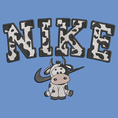 Nike Cow Embroidered ADULT Hoodie / Crewneck Sweatshirt Unisex Black Spotted Farm Animal