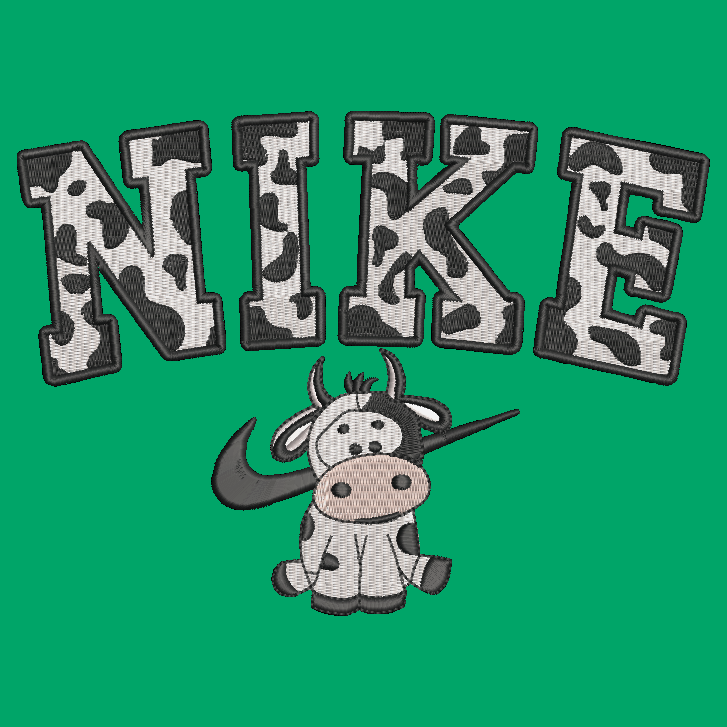 Nike Cow Embroidered ADULT Hoodie / Crewneck Sweatshirt Unisex Black Spotted Farm Animal