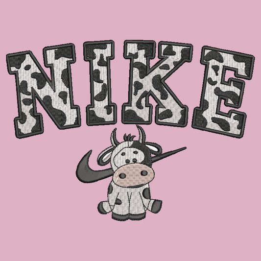 Nike Cow Embroidered TODDLER Crewneck Sweatshirt Black Spotted Farm Animal