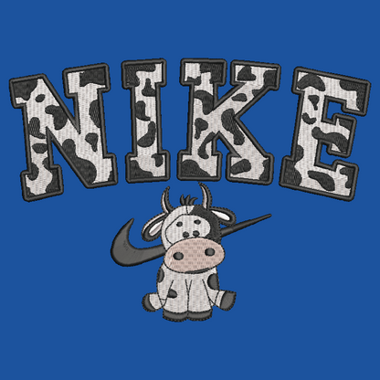 Nike Cow Embroidered ADULT Hoodie / Crewneck Sweatshirt Unisex Black Spotted Farm Animal