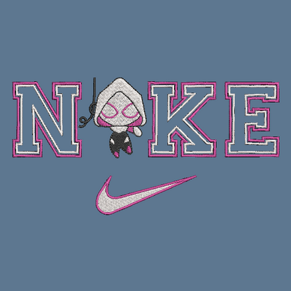 Nike Chibi Ghost Spider Woman Embroidered ADULT Hoodie / Crewneck Sweatshirt Unisex Gwen Stacy Superhero Comic Lover Gift