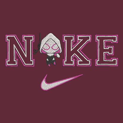 Nike Chibi Ghost Spider Woman Embroidered ADULT Hoodie / Crewneck Sweatshirt Unisex Gwen Stacy Superhero Comic Lover Gift