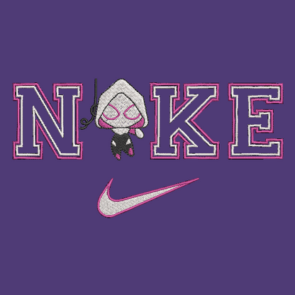 Nike Chibi Ghost Spider Woman Embroidered ADULT Hoodie / Crewneck Sweatshirt Unisex Gwen Stacy Superhero Comic Lover Gift