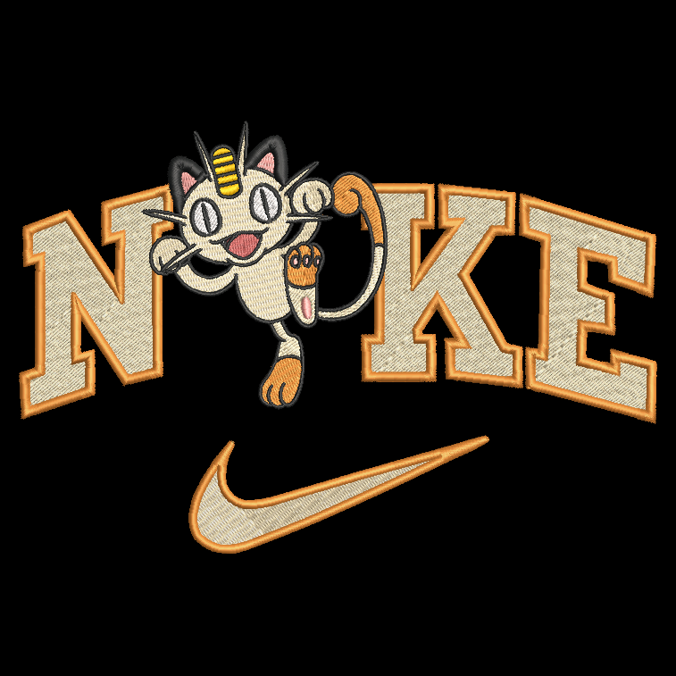 Nike Pokemon Meowth Embroidered ADULT Hoodie / Crewneck Sweatshirt Unisex