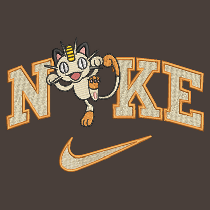 Nike Pokemon Meowth Embroidered ADULT Hoodie / Crewneck Sweatshirt Unisex Anime Cartoon Video Gamer Gift