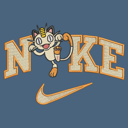 Nike Pokemon Meowth Embroidered ADULT Hoodie / Crewneck Sweatshirt Unisex Anime Cartoon Video Gamer Gift