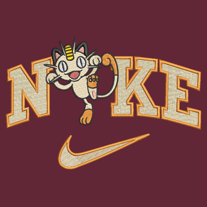 Nike Pokemon Meowth Embroidered YOUTH Hoodie / Crewneck Sweatshirt Kids Boy Girl Unisex Anime Cartoon Video Gamer Gift