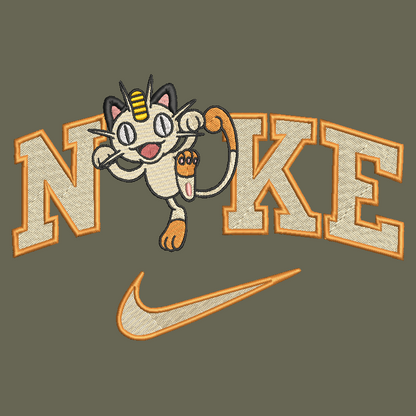 Nike Pokemon Meowth Embroidered ADULT Hoodie / Crewneck Sweatshirt Unisex Anime Cartoon Video Gamer Gift