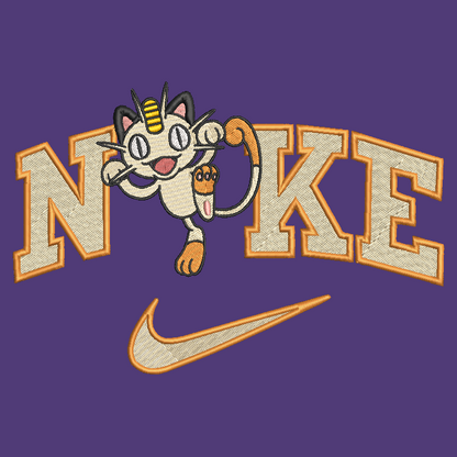 Nike Pokemon Meowth Embroidered YOUTH Hoodie / Crewneck Sweatshirt Kids Boy Girl Unisex Anime Cartoon Video Gamer Gift