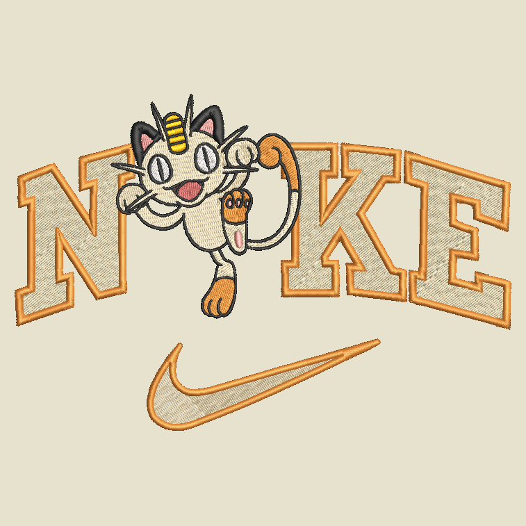 Nike Pokemon Meowth Embroidered ADULT Hoodie / Crewneck Sweatshirt Unisex