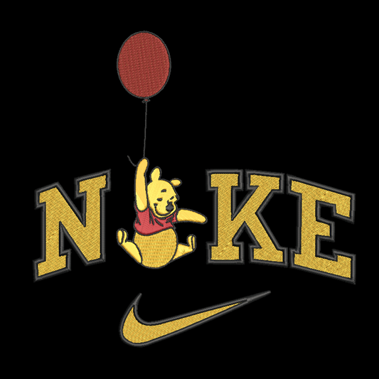Nike Winnie The Pooh HOODIE Embroidered Adult Unisex Hooded Sweatshirt Balloon Gold